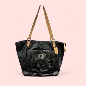 Coach Black Shoulder Bag with Ruched Design